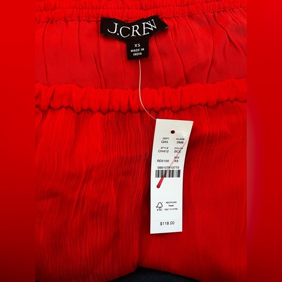 J Crew Skirt Gwyneth Layered Slip Skirt Red Crinkle Chiffon Size XS Midi - Picture 5 of 6